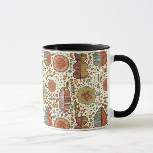 Taza Estampado de flores del verano hecho de hojas