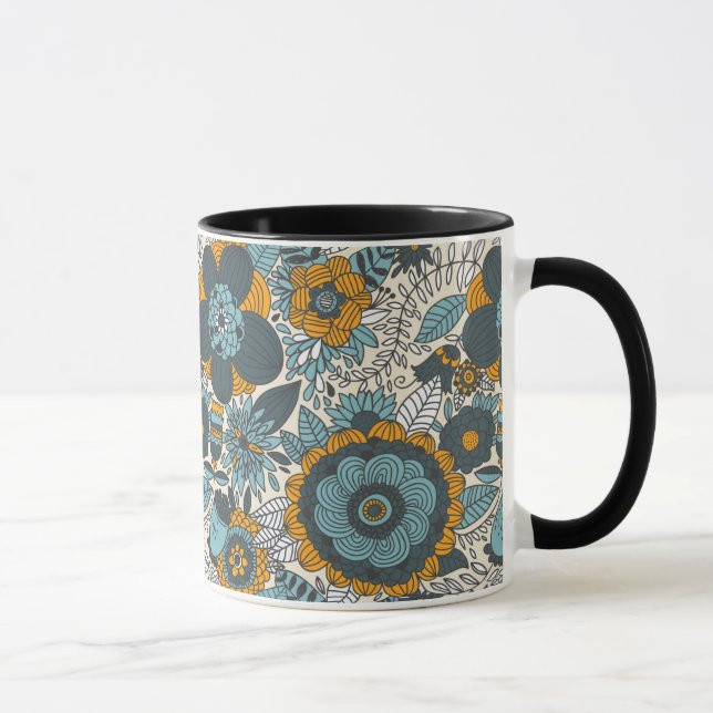 Taza Estampado de flores del vintage (Derecha)