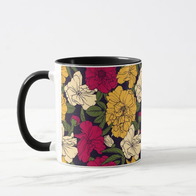 Taza Estampado de flores elegante (Izquierda)