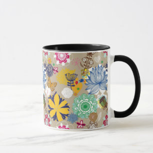 Taza Estampado de flores en el estilo retro 3
