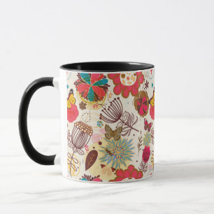 Taza Estampado de flores en el estilo retro 4