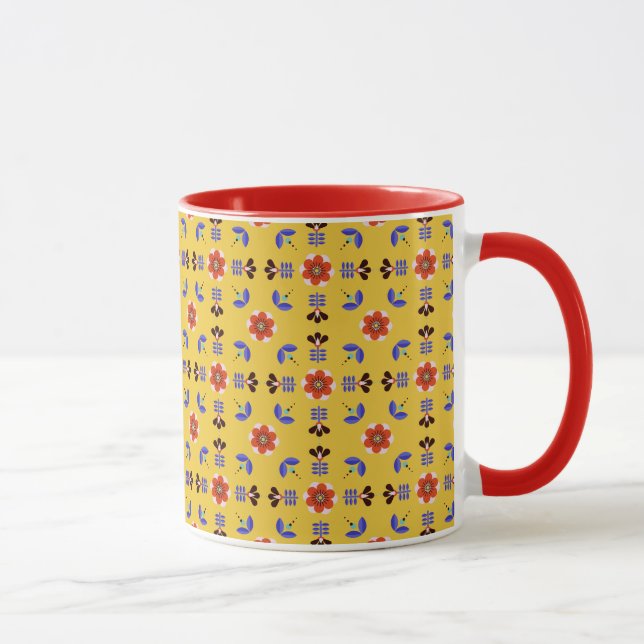 Taza Estampado de flores geométrico del estilo (Derecha)