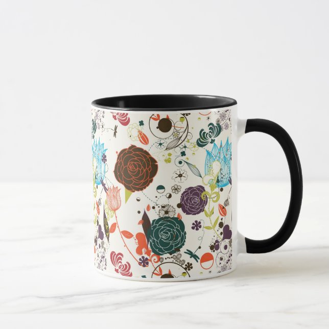 Taza Estampado de flores retro 2 (Derecha)