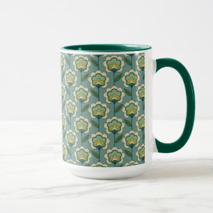 Taza Estampado de flores verde azulado y amarillo