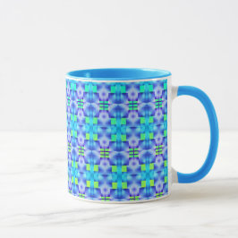 Taza Estampado de formatos azuis chamativos e verde cla