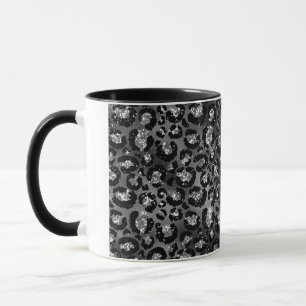 Taza Estampado de leopardo negro y gris plateado