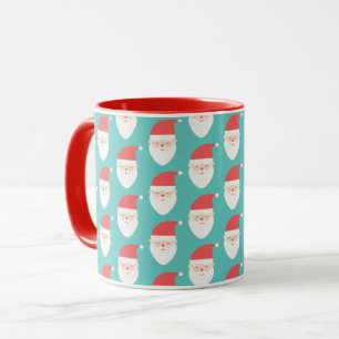 Taza Estampado de patrón de Papá Noel sonriente