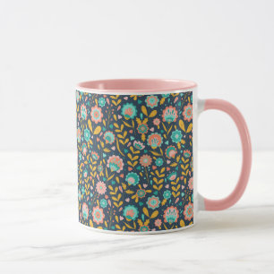Taza Estampado de plores del arte popular