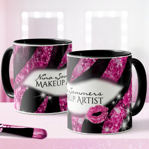 Taza Estampado de zebra rosado atractivo de los labios