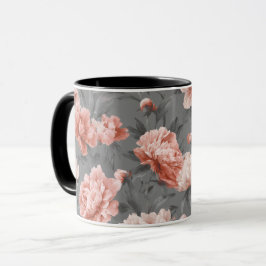 Taza Estampado floral gris peonía polvoriento romántico