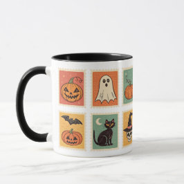 Taza Estampillas retro de Halloween antiguas