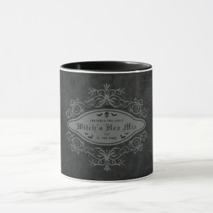 Taza Estandarte Decorativo Oscuro Bruja Murciélagos Cal