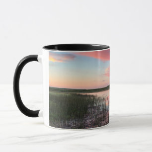 Taza Estanque de pradera refleja nubes brillantes del a