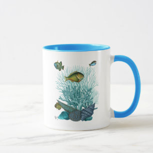 Taza Estanques azules de peces y corales
