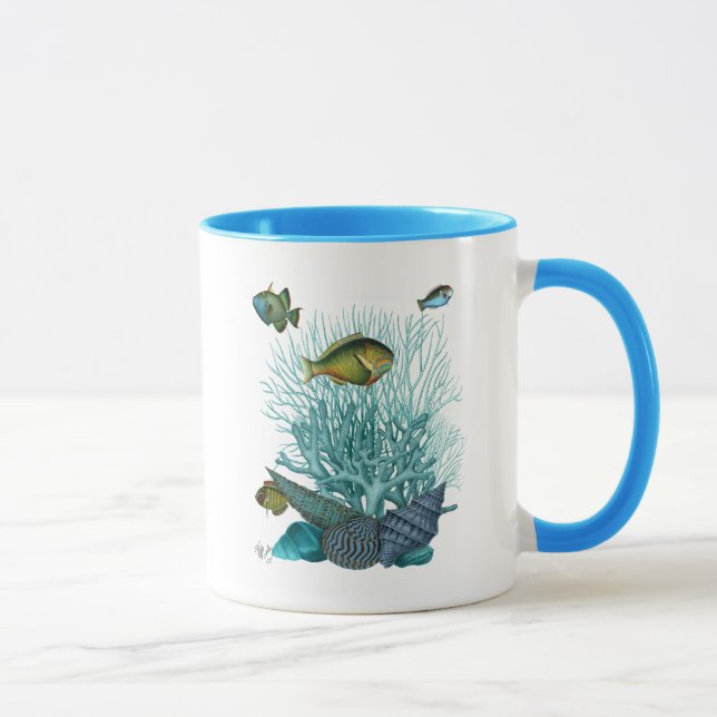 Taza Estanques azules y corales de peces (Derecha)