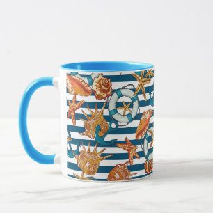 Taza Estantes Marítimas Y Patrón De Anclaje