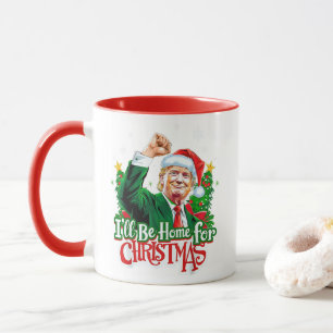 Taza Estaré en casa para Navidades Funny Trump Santa 20