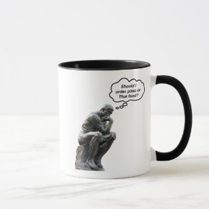 Taza Estatua divertida del pensador de Rodin: ¿pizza o