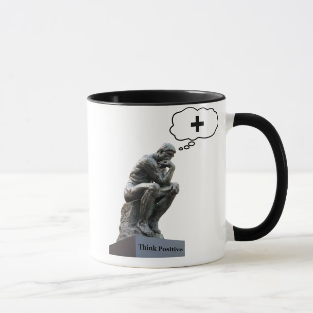 Taza Estatua pensadora de Rodin - Piensa positivamente (Derecha)