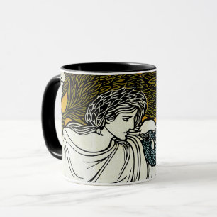 Taza Este beso de Art Nouveau vintage, mujer con pavo r