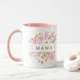 Taza Este diseño floral de Mama presenta elementos botá