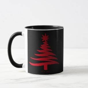 Taza Esténcil moderno de árbol de Navidad Imprimir rojo