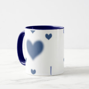 Taza Estética Azul Suave Corazón Borroso de Dos Tonos
