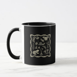 Taza Estética Cottagecore Rana y Hongo Goblincore