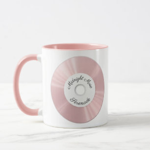 Taza estética de CD y vinilo rosa pastel para aman