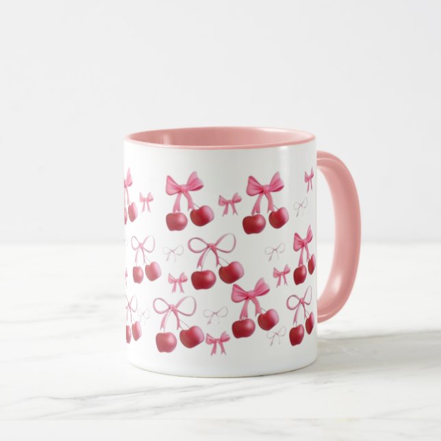 Taza estética de cerezas y lazos  (Anverso derecho)