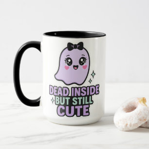 Taza Estética de fantasma Kawaii muerto por dentro pero