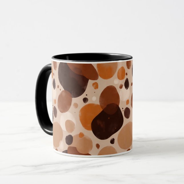 Taza estética de guijarro cálido – puntos abstract (Anverso izquierdo)