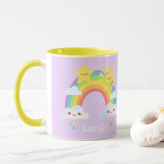 Taza Estética del arcoiris colorido (Con donut)