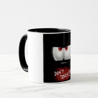 Taza estética malhumorada "No tocar" con ojos rojo