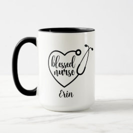 Taza Estetioscopio personalizado Enfermera bendecida bl