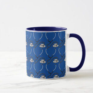 Taza Estetoscopio divertido para el médico en azul rea