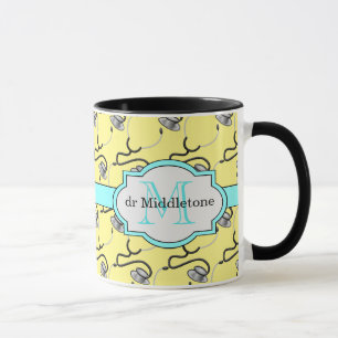 Taza Estetoscopios divertidos para médicas con nombre 