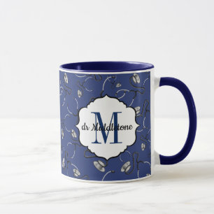 Taza Estetoscopios médicos para médicas con nombre azul