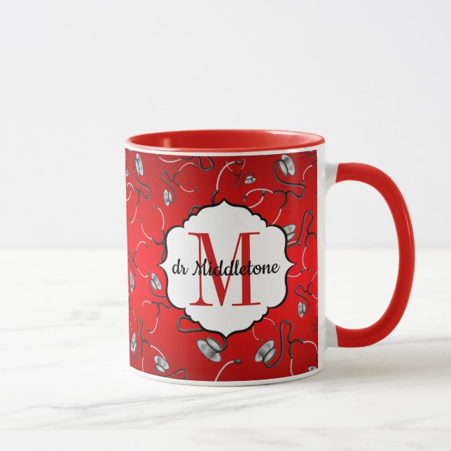 Taza Estetoscopios médicos para médicos con nombre rojo (Derecha)