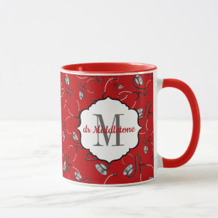 Taza Estetoscopios médicos rojos para nombre de médicos