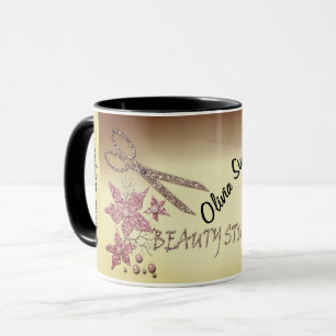 Taza Estilista de Pelo Tijera Brillante Purpurina Flore