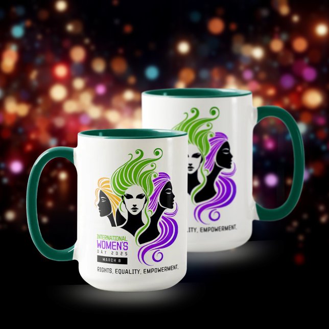 Taza Estilizado trío colorido de mujeres 2025 (IWD 2025 15oz Two-Tone Mugs Cover Photo)