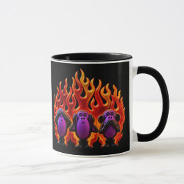 Taza Estilo '3 monos sabios' en llamas 01