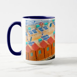 Taza Estilo anaranjado y azul elegante de la playa de