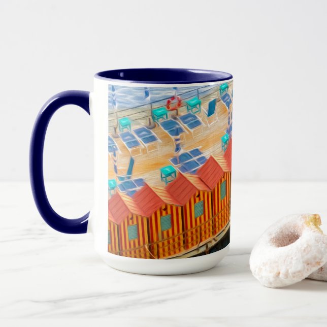 Taza Estilo anaranjado y azul elegante de la playa de (Con donut)