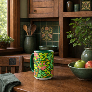 Taza Estilo Arts & Crafts Rosas Enredaderas Friso Patró