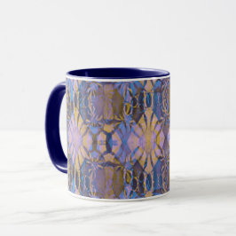 Taza Estilo de Batik azul, amarillo y morado