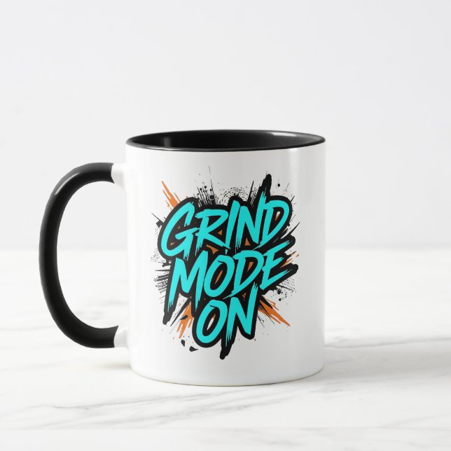 Taza Estilo de grafiti azul turquesa "Modo Moler Activa (Izquierda)