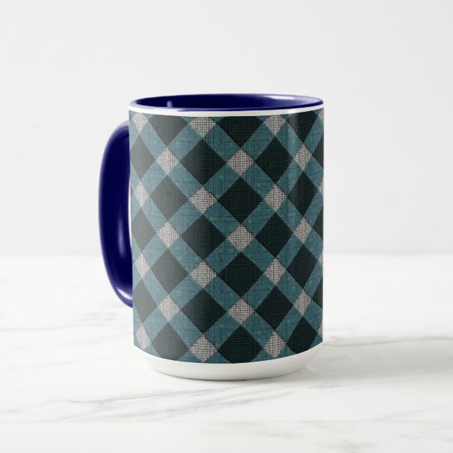 Taza Estilo de tartán en ciano gris y relieve ligero ta (Anverso izquierdo)