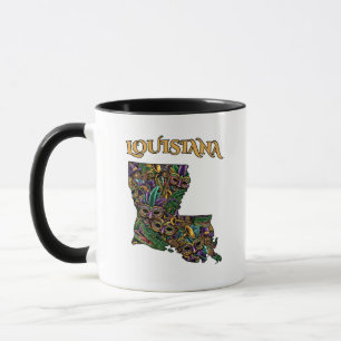 Taza Estilo de tatuaje de contorno de estado de Louisia